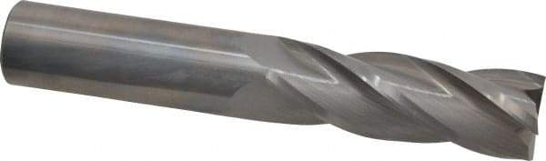 Hertel - 1", 3" LOC, 1" Shank Diam, 6" OAL, 4 Flute, Solid Carbide Square End Mill - Single End, Uncoated, Spiral Flute, 30° Helix, Centercutting, Right Hand Cut, Right Hand Flute - Americas Industrial Supply