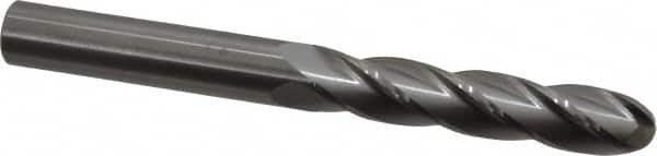 Hertel - 5/8" Diam, 3" LOC, 4 Flute Solid Carbide Ball End Mill - Uncoated, Single End, 6" OAL, 5/8" Shank Diam - Americas Industrial Supply