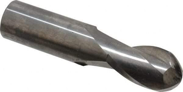 Hertel - 7/8" Diam, 1-1/2" LOC, 4 Flute Solid Carbide Ball End Mill - Uncoated, Single End, 4" OAL, 7/8" Shank Diam - Americas Industrial Supply