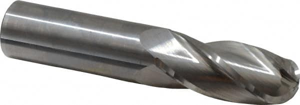 Hertel - 1" Diam, 2-1/4" LOC, 4 Flute Solid Carbide Ball End Mill - Uncoated, Single End, 5" OAL, 1" Shank Diam - Americas Industrial Supply