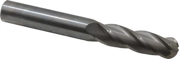 Hertel - 5/8" Diam, 2-1/4" LOC, 4 Flute Solid Carbide Ball End Mill - Uncoated, Single End, 5" OAL, 5/8" Shank Diam - Americas Industrial Supply