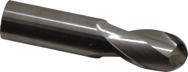 Hertel - 7/8" Diam, 1-1/2" LOC, 2 Flute Solid Carbide Ball End Mill - Uncoated, Single End, 4" OAL, 7/8" Shank Diam - Americas Industrial Supply