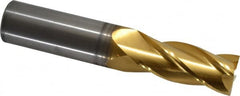 Hertel - 11/16", 1-3/8" LOC, 3/4" Shank Diam, 4" OAL, 4 Flute, Solid Carbide Square End Mill - Single End, TiN Finish, Spiral Flute, 30° Helix, Centercutting, Right Hand Cut - Americas Industrial Supply