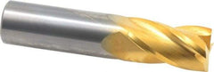Hertel - 7/8", 1-1/2" LOC, 7/8" Shank Diam, 4" OAL, 4 Flute, Solid Carbide Square End Mill - Single End, TiN Finish, Spiral Flute, 30° Helix, Centercutting, Right Hand Cut - Americas Industrial Supply