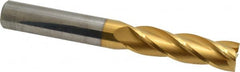 Hertel - 5/8", 2-1/4" LOC, 5/8" Shank Diam, 5" OAL, 4 Flute, Solid Carbide Square End Mill - Single End, TiN Finish, Spiral Flute, 30° Helix, Centercutting, Right Hand Cut - Americas Industrial Supply
