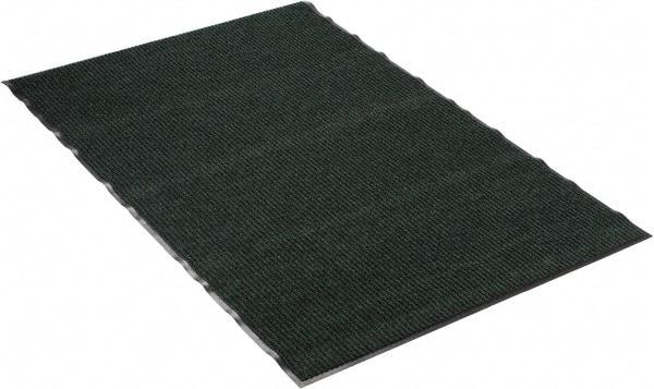 PRO-SAFE - 6 Ft. Long x 4 Ft. Wide, Poly Blended Carpet Surface, Ribbed Entrance Matting - 5/16 Inch Thick, Indoor, Medium Traffic, Vinyl, Green - Americas Industrial Supply