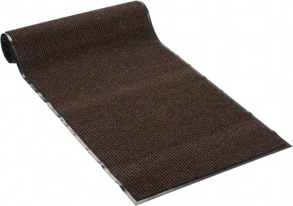 PRO-SAFE - 10 Ft. Long x 3 Ft. Wide, Poly Blended Carpet Surface, Ribbed Entrance Matting - 5/16 Inch Thick, Indoor, Medium Traffic, Vinyl, Brown - Americas Industrial Supply