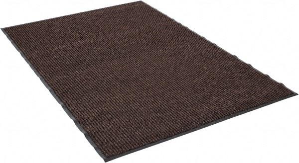 PRO-SAFE - 6 Ft. Long x 4 Ft. Wide, Poly Blended Carpet Surface, Ribbed Entrance Matting - 5/16 Inch Thick, Indoor, Medium Traffic, Vinyl, Brown - Americas Industrial Supply