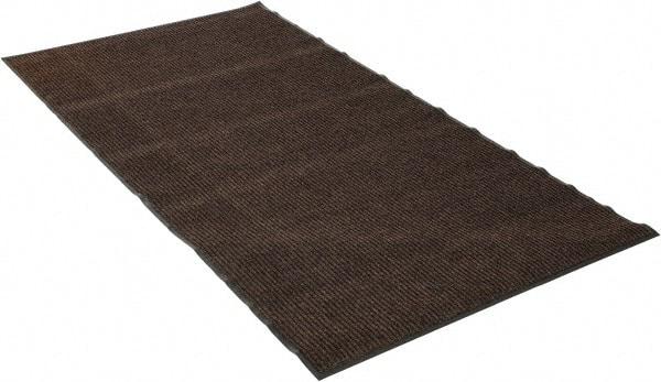 PRO-SAFE - 8 Ft. Long x 4 Ft. Wide, Poly Blended Carpet Surface, Ribbed Entrance Matting - 5/16 Inch Thick, Indoor, Medium Traffic, Vinyl, Brown - Americas Industrial Supply