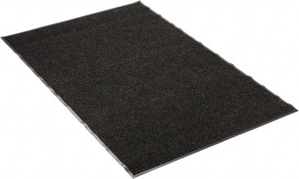 PRO-SAFE - 6 Ft. Long x 4 Ft. Wide, Poly Blended Carpet Surface, Ribbed Entrance Matting - 5/16 Inch Thick, Indoor, Medium Traffic, Vinyl, Black - Americas Industrial Supply