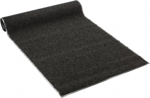 PRO-SAFE - 8 Ft. Long x 4 Ft. Wide, Poly Blended Carpet Surface, Ribbed Entrance Matting - 5/16 Inch Thick, Indoor, Medium Traffic, Vinyl, Black - Americas Industrial Supply