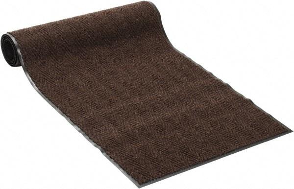PRO-SAFE - 10 Ft. Long x 3 Ft. Wide, Poly Blended Carpet Surface, Chevron Ribbed Entrance Matting - 5/16 Inch Thick, Indoor, Medium Traffic, Vinyl, Brown, 4 Edged Side - Americas Industrial Supply