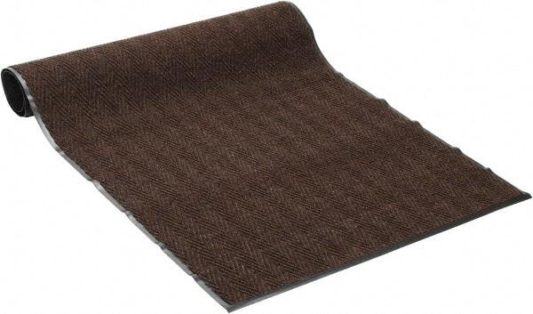 PRO-SAFE - 8 Ft. Long x 4 Ft. Wide, Poly Blended Carpet Surface, Chevron Ribbed Entrance Matting - 5/16 Inch Thick, Indoor, Medium Traffic, Vinyl, Brown, 4 Edged Side - Americas Industrial Supply