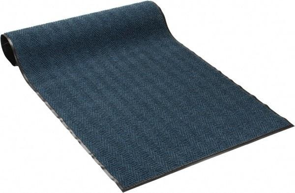PRO-SAFE - 8 Ft. Long x 4 Ft. Wide, Poly Blended Carpet Surface, Chevron Ribbed Entrance Matting - 5/16 Inch Thick, Indoor, Medium Traffic, Vinyl, Blue, 4 Edged Side - Americas Industrial Supply