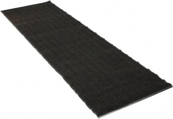 PRO-SAFE - 10 Ft. Long x 3 Ft. Wide, Poly Blended Carpet Surface, Chevron Ribbed Entrance Matting - 5/16 Inch Thick, Indoor, Medium Traffic, Vinyl, Charcoal, 4 Edged Side - Americas Industrial Supply