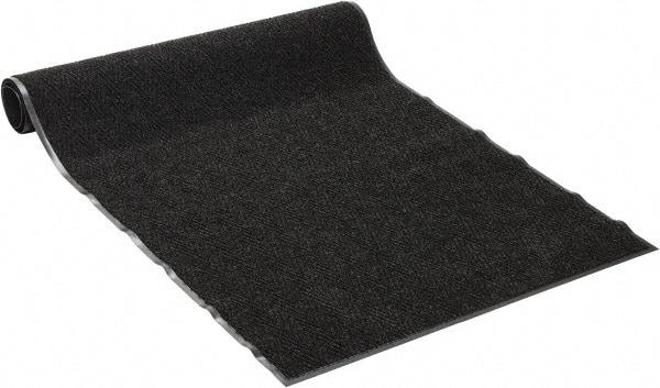 PRO-SAFE - 8 Ft. Long x 4 Ft. Wide, Poly Blended Carpet Surface, Chevron Ribbed Entrance Matting - 5/16 Inch Thick, Indoor, Medium Traffic, Vinyl, Charcoal, 4 Edged Side - Americas Industrial Supply