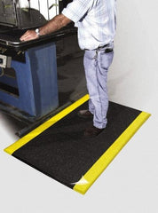 PRO-SAFE - 20' Long x 3' Wide, Dry Environment, Anti-Fatigue Matting - Black with Yellow Borders, Urethane with Vinyl Sponge Base, Beveled on 4 Sides - Americas Industrial Supply