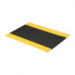 PRO-SAFE - 3' Long x 2' Wide, Dry Environment, Anti-Fatigue Matting - Black with Yellow Borders, Urethane with Vinyl Sponge Base, Beveled on 4 Sides - Americas Industrial Supply