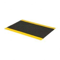 PRO-SAFE - 4' Long x 3' Wide, Dry Environment, Anti-Fatigue Matting - Black with Yellow Borders, Urethane with Vinyl Sponge Base, Beveled on 4 Sides - Americas Industrial Supply