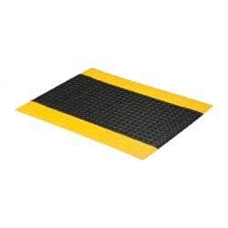PRO-SAFE - 3' Long x 2' Wide, Dry Environment, Anti-Fatigue Matting - Black with Yellow Borders, Vinyl with Vinyl Sponge Base, Beveled on 4 Sides - Americas Industrial Supply