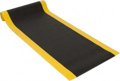 PRO-SAFE - 12' Long x 3' Wide, Dry Environment, Anti-Fatigue Matting - Black with Yellow Borders, Vinyl with Vinyl Sponge Base, Beveled on 4 Sides - Americas Industrial Supply