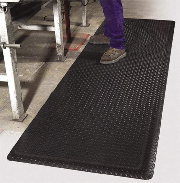 PRO-SAFE - 75' Long x 4' Wide, Dry Environment, Anti-Fatigue Matting - Black, Vinyl with Vinyl Sponge Base, Beveled on 4 Sides - Americas Industrial Supply
