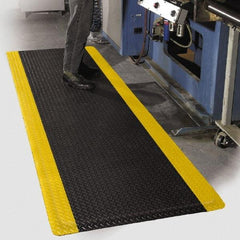 PRO-SAFE - 75' Long x 4' Wide, Dry Environment, Anti-Fatigue Matting - Black with Yellow Borders, Vinyl with Vinyl Sponge Base, Beveled on 4 Sides - Americas Industrial Supply