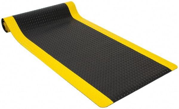 PRO-SAFE - 10' Long x 3' Wide, Dry Environment, Anti-Fatigue Matting - Black with Yellow Borders, Vinyl with Vinyl Sponge Base, Beveled on 4 Sides - Americas Industrial Supply