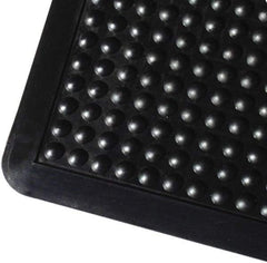 PRO-SAFE - 3' Long x 2' Wide, Dry Environment, Anti-Fatigue Matting - Black, Natural Rubber with Rubber Base, Rounded on 4 Sides - Americas Industrial Supply