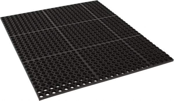 PRO-SAFE - 3' Long, Dry/Wet Environment, Anti-Fatigue Matting - Black, SBR Rubber with Rubber Base, Straight - Americas Industrial Supply