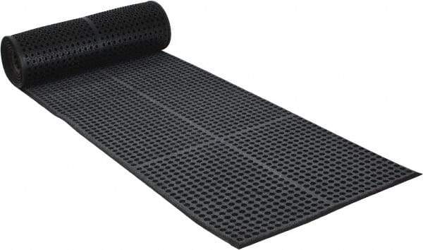 PRO-SAFE - 20' Long x 3' Wide, Dry/Wet Environment, Anti-Fatigue Matting - Black, SBR Rubber with Rubber Base, Beveled on 4 Sides - Americas Industrial Supply