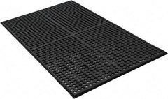PRO-SAFE - 5' Long x 3' Wide, Dry/Wet Environment, Anti-Fatigue Matting - Black, SBR Rubber with Rubber Base, Beveled on 4 Sides - Americas Industrial Supply