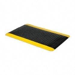 PRO-SAFE - 3' Long x 2' Wide, Dry Environment, Anti-Fatigue Matting - Black with Yellow Borders, Vinyl with Vinyl Sponge Base, Beveled on 4 Sides - Americas Industrial Supply