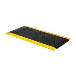 PRO-SAFE - 5' Long x 3' Wide, Dry Environment, Anti-Fatigue Matting - Black with Yellow Borders, Vinyl with Vinyl Sponge Base, Beveled on 4 Sides - Americas Industrial Supply
