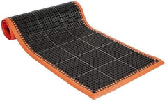PRO-SAFE - 10' Long x 3' Wide, Dry/Wet Environment, Anti-Fatigue Matting - Black with Orange Borders, Natural Rubber with Rubber Base, Beveled on 4 Sides - Americas Industrial Supply