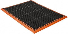 PRO-SAFE - 3' Wide, Dry/Wet Environment, Anti-Fatigue Matting - Black with Orange Borders, Natural Rubber with Rubber Base, Beveled on 4 Sides - Americas Industrial Supply