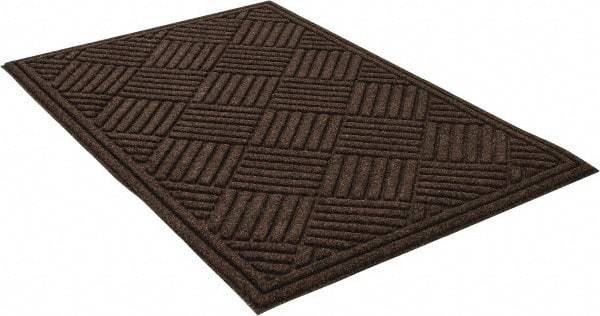 PRO-SAFE - 3 Ft. Long x 2 Ft. Wide, Poly Blended Carpet Surface, Raised Diamond Pattern Entrance Matting - 1/4 Inch Thick, Indoor, Heavy Traffic, Recycled Rubber, Walnut - Americas Industrial Supply