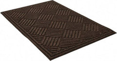 PRO-SAFE - 3 Ft. Long x 2 Ft. Wide, Poly Blended Carpet Surface, Raised Diamond Pattern Entrance Matting - 1/4 Inch Thick, Indoor, Heavy Traffic, Recycled Rubber, Walnut - Americas Industrial Supply