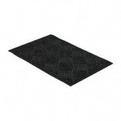 PRO-SAFE - 3 Ft. Long x 2 Ft. Wide, Poly Blended Carpet Surface, Raised Diamond Pattern Entrance Matting - 1/4 Inch Thick, Indoor, Heavy Traffic, Recycled Rubber, Black - Americas Industrial Supply