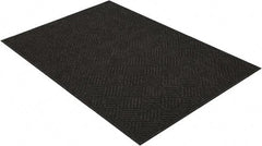 PRO-SAFE - 6 Ft. Long x 4 Ft. Wide, Poly Blended Carpet Surface, Raised Diamond Pattern Entrance Matting - 1/4 Inch Thick, Indoor, Heavy Traffic, Recycled Rubber, Black - Americas Industrial Supply