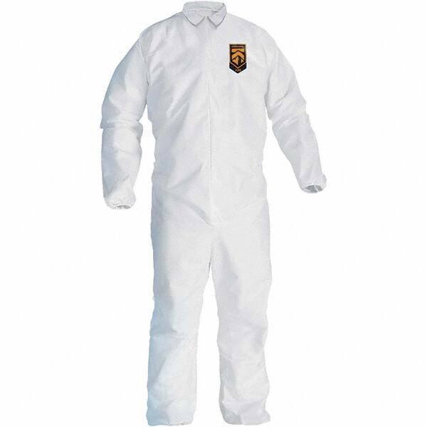 KleenGuard - Size L SMS General Purpose Coveralls - White, Zipper Closure, Elastic Cuffs, Elastic Ankles, Seamless - Americas Industrial Supply