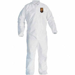 KleenGuard - Size L SMS General Purpose Coveralls - White, Zipper Closure, Elastic Cuffs, Elastic Ankles, Seamless - Americas Industrial Supply