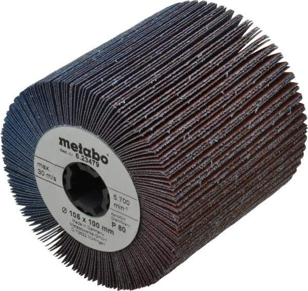 Metabo - 4" Diam, 80 Grit Zirconia Alumina Flap Wheel - 5/8" Hole, 4" Wide, Coated, Medium Grade - Americas Industrial Supply