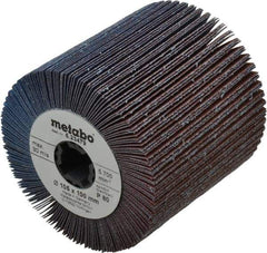 Metabo - 4" Diam, 80 Grit Zirconia Alumina Flap Wheel - 5/8" Hole, 4" Wide, Coated, Medium Grade - Americas Industrial Supply