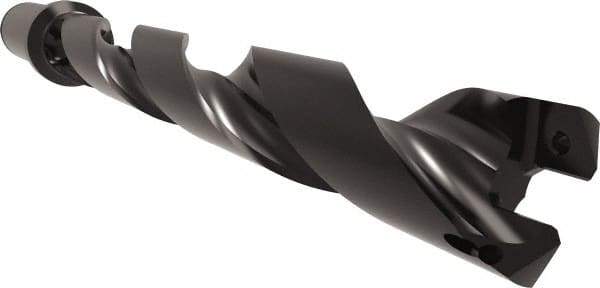Allied Machine and Engineering - Series 24, 24 to 26mm Diam, 1" Diam Straight Shank with Flange, Helical Flute Spade Drill - 7-11/64" Max Depth, 8-37/64" Body Length, 10-55/64" OAL, Standard Length, Through Coolant - Americas Industrial Supply