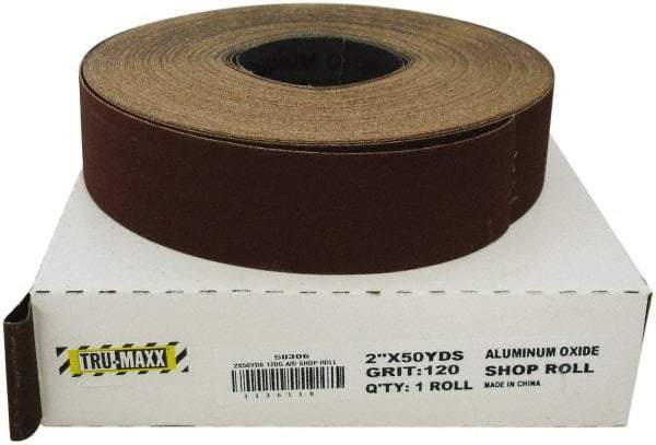 Tru-Maxx - 2" x 50 Yd 280 Grit Aluminum Oxide Cloth Roll - Very Fine Grade, J Weighted Backing - Americas Industrial Supply