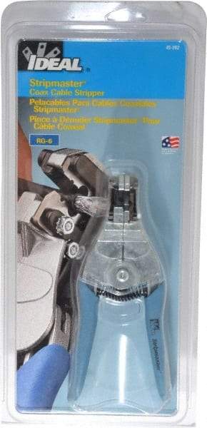 Ideal - RG-6 Max Capacity Automatic Wire Stripper - 7" OAL, Plastic Cushion Handle - Americas Industrial Supply