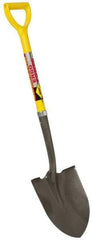 NUPLA - 11-1/2" High x 9" Wide Round Steel Shovel - 27" Long Fiberglass Straight Handle, Front Turned - Americas Industrial Supply