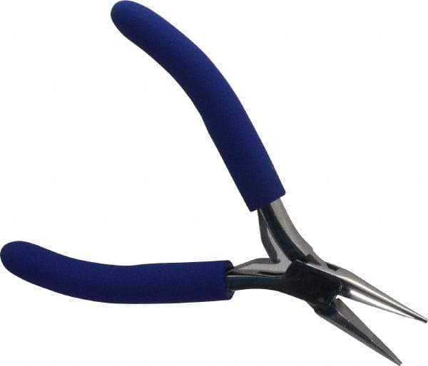 Aven - 4-1/2" OAL, 15/16" Jaw Length x 23/64" Jaw Width, Long Nose Chain Nose Pliers - Serrated Jaw, Standard Head, ESD Cushion Handles, with Spring - Americas Industrial Supply