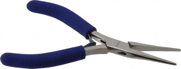 Aven - 5" OAL, 1-7/16" Jaw Length x 23/64" Jaw Width, Long Nose Chain Nose Pliers - Smooth Jaw, Standard Head, ESD Cushion Handles, with Spring - Americas Industrial Supply